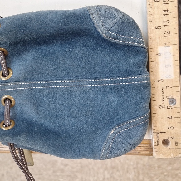 Soho Vintage # 7128 Coach coin Purse Wristlet.  Blue Suede Drawstring Bag - Picture 4 of 4
